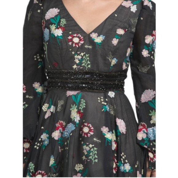 MAC DUGGAL Long Sleeve Floral Embroidered Gown - Picture 3 of 6